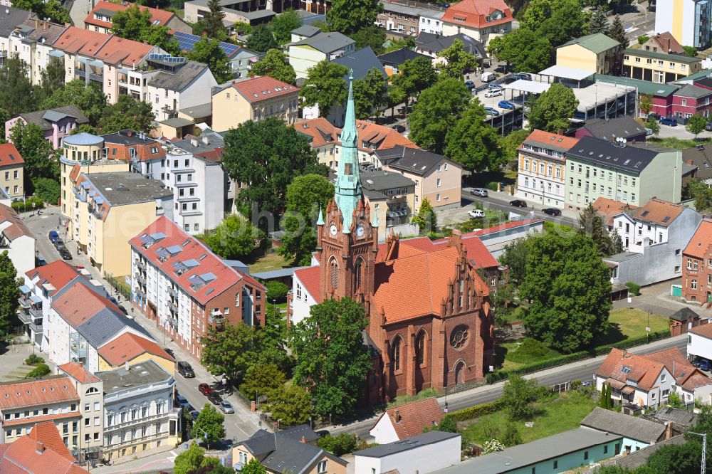 Aerial image Bernau - Church building Herz-Jesu-Kirche in Bernau in the state Brandenburg