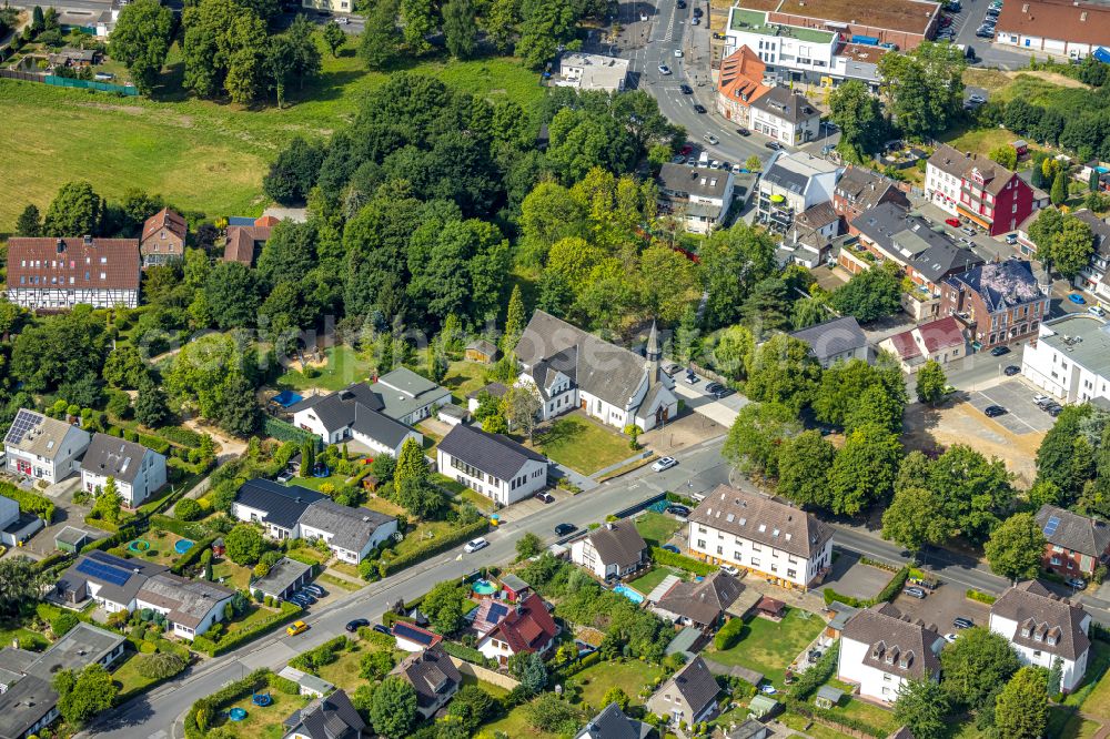 Aerial image Dortmund - Church building of the Kath. Kirche St. Petrus Canisius on street Kuehlkamp in the district Husen-Sued in Dortmund at Ruhrgebiet in the state North Rhine-Westphalia, Germany