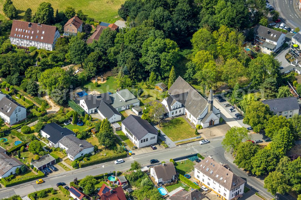 Dortmund from above - Church building of the Kath. Kirche St. Petrus Canisius on street Kuehlkamp in the district Husen-Sued in Dortmund at Ruhrgebiet in the state North Rhine-Westphalia, Germany