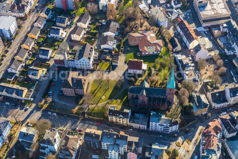 Hagen from the bird's eye view: Church building of Kath. Kirchengemeinde St. Bonifatius Haspe in Hagen in the state North Rhine-Westphalia, Germany