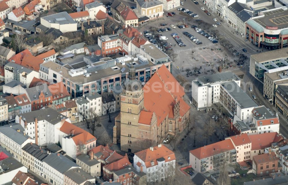 Brandenburg an der Havel from the bird's eye view: Church building in Brandenburg an der Havel in the state Brandenburg