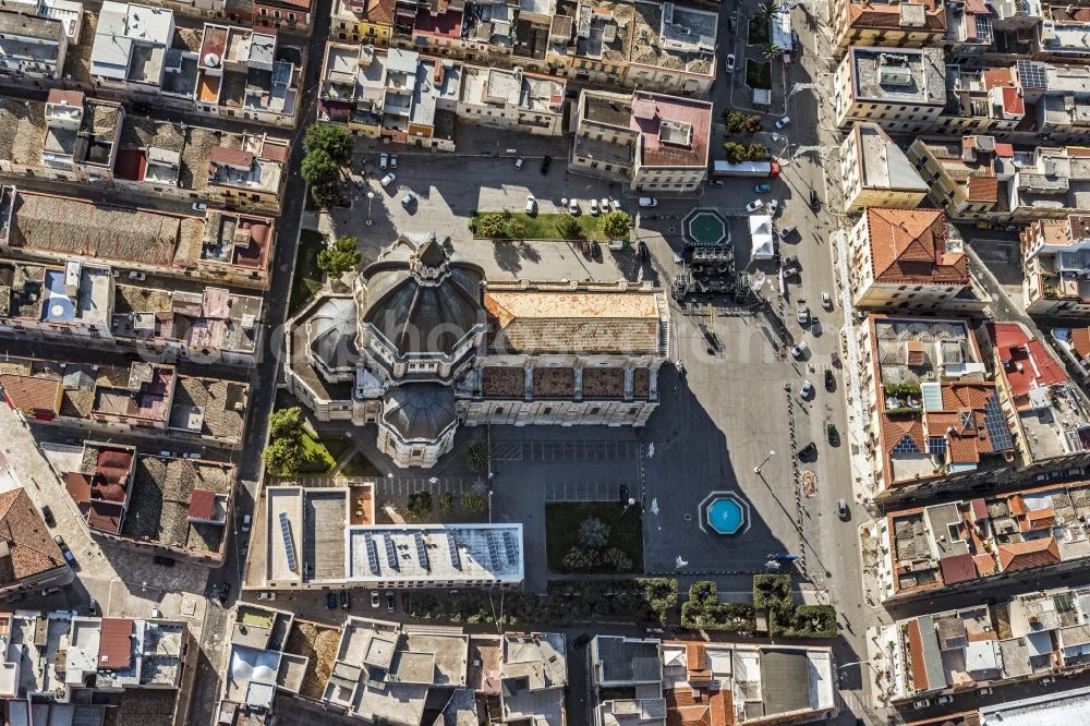 Cerignola from the bird's eye view: Church building Cathedral San.Pietro Apostolo in Old Town- center of downtown in Cerignola in Italy