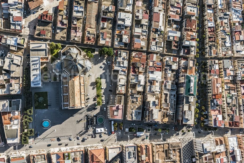 Aerial image Cerignola - Church building Cathedral San.Pietro Apostolo in Old Town- center of downtown in Cerignola in Italy