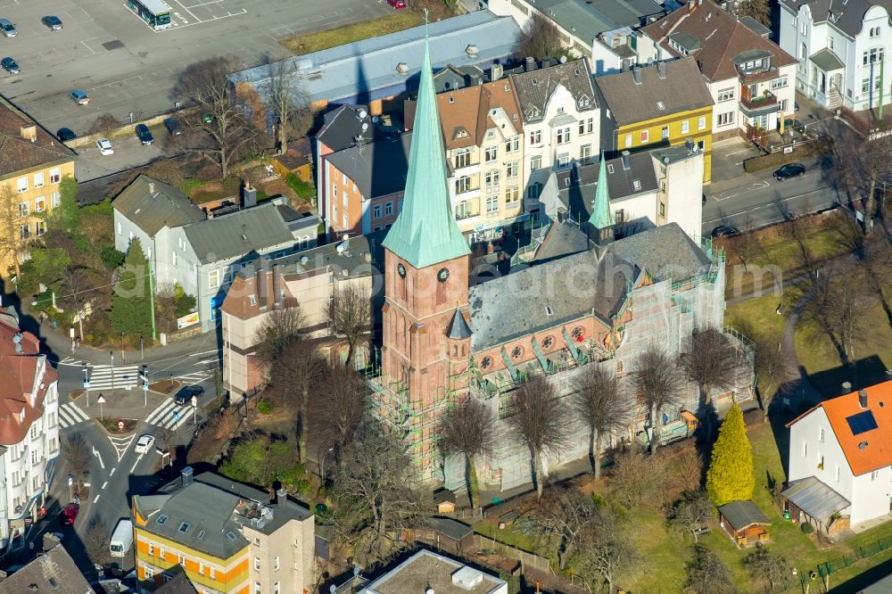 Hagen from above - Church building St. Bonifatius in Hagen in the state North Rhine-Westphalia