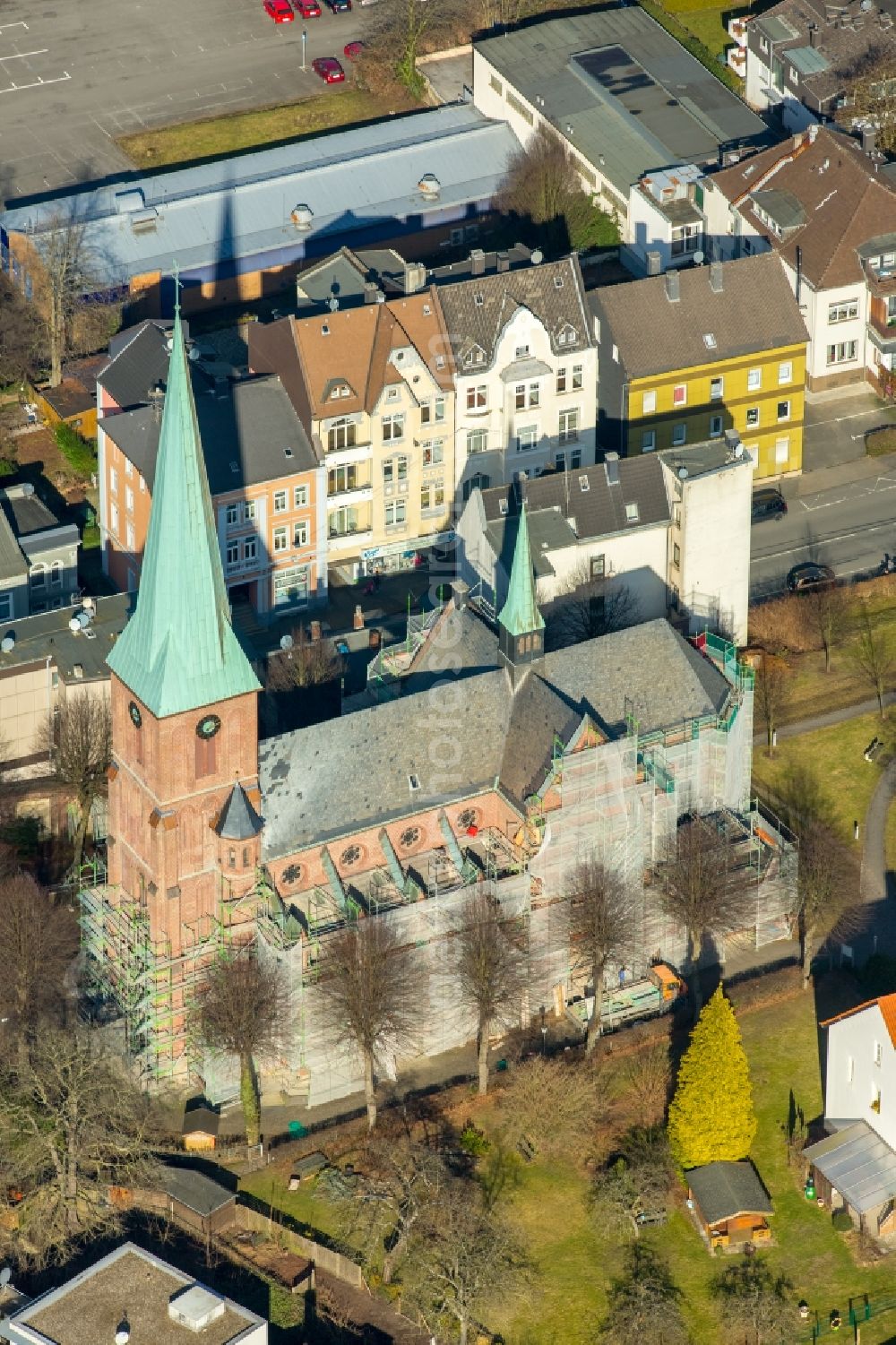 Hagen from the bird's eye view: Church building St. Bonifatius in Hagen in the state North Rhine-Westphalia