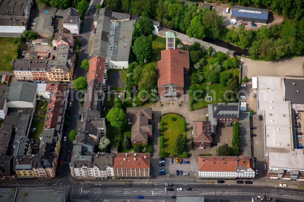 Aerial image Hagen - Church building of the catholic curch community St. Konrad at Enneper street in Hagen in the state North Rhine-Westphalia