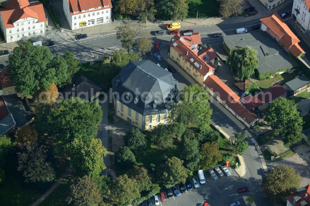 Arnstadt from the bird's eye view: Church building Catholic parish church of the Ascension ( formerly Gottesackerkirche ) on Krappgartenstrasse in Arnstadt in the state Thuringia