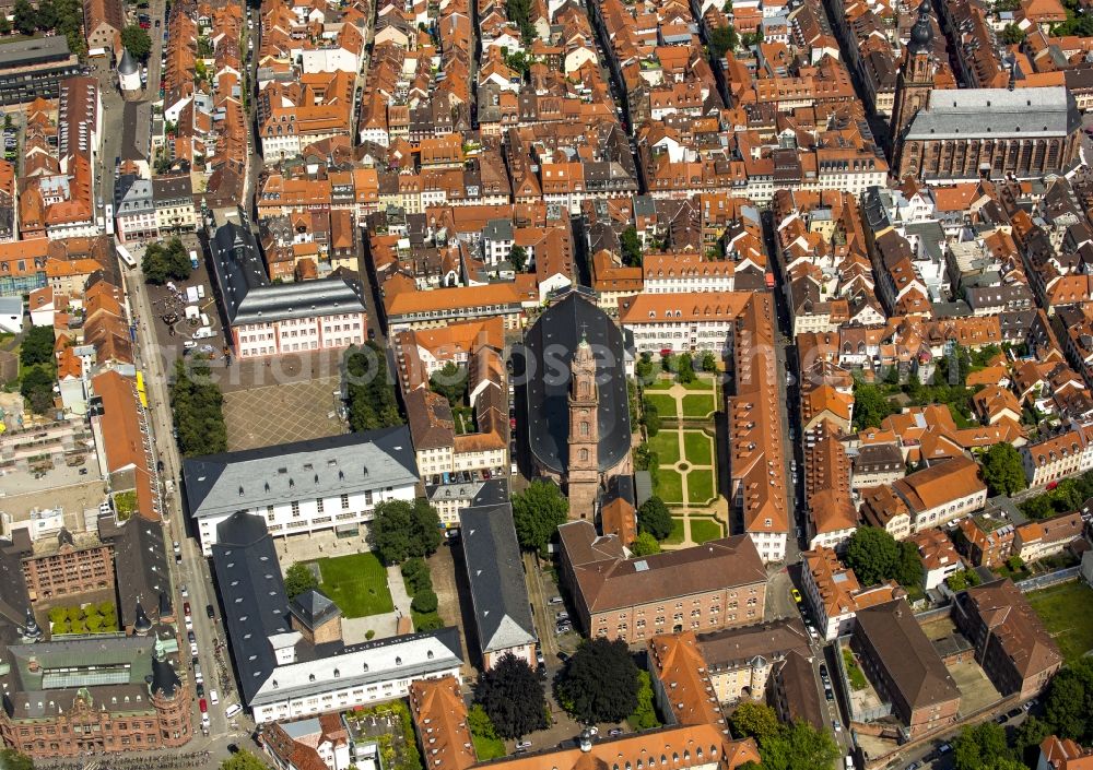 Heidelberg from the bird's eye view: Church building of the Holy Spirit Catholic Jesuit church in Heidelberg in Baden-Wuerttemberg