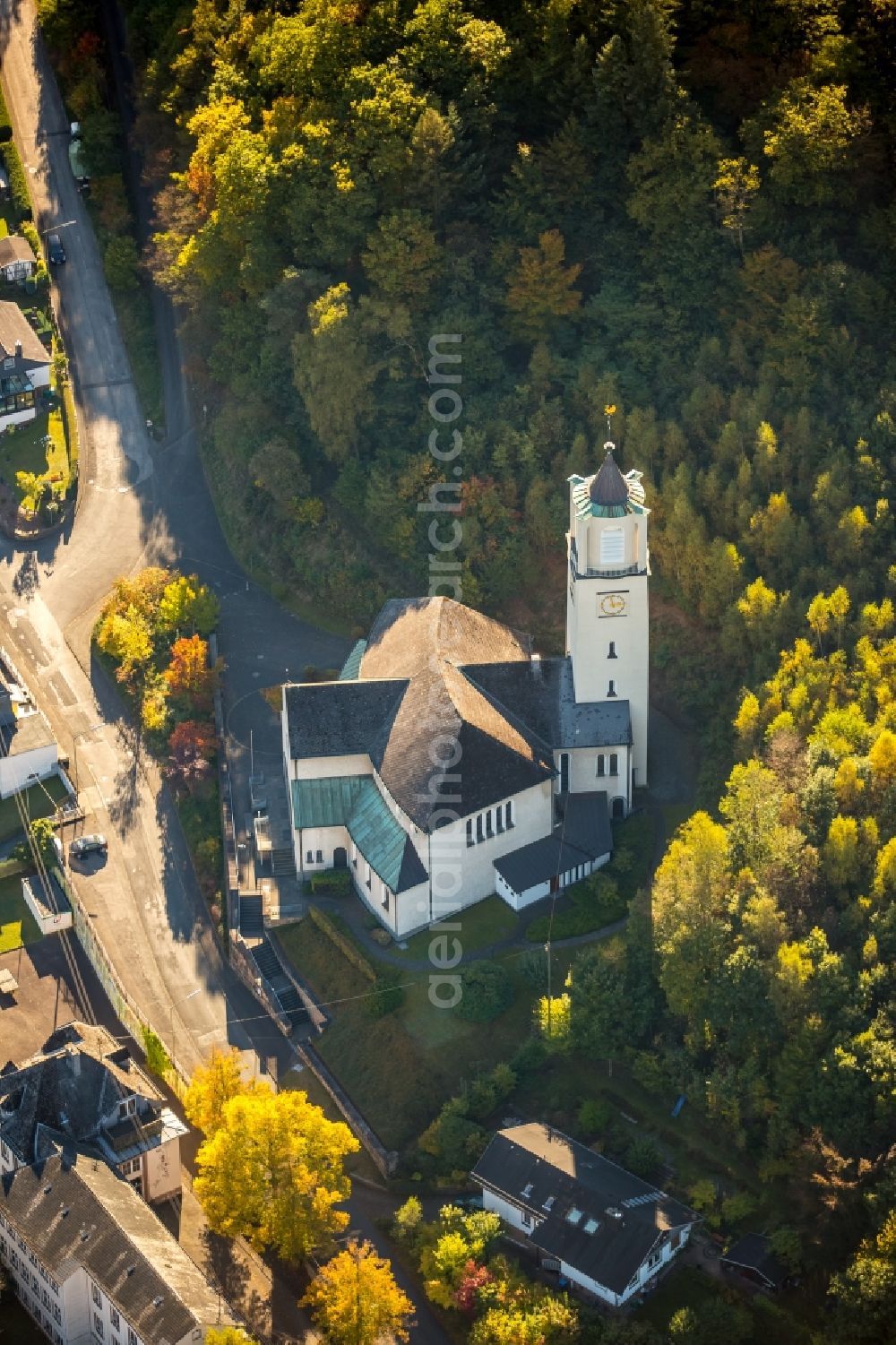 Eiserfeld from the bird's eye view: Church building in Eiserfeld in the state North Rhine-Westphalia