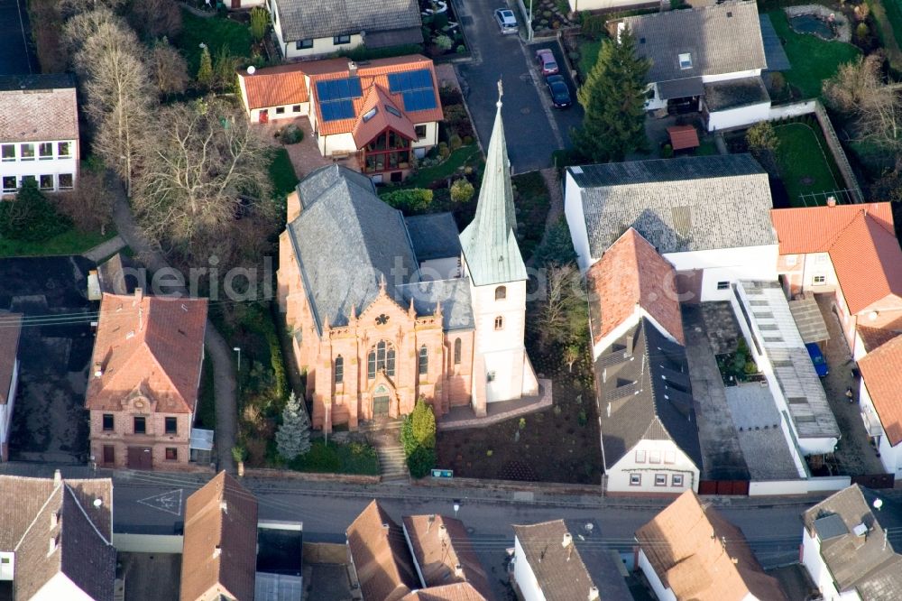 Neustadt an der Weinstraße from above - Church building of the catholic church St. Michael in the village of in the district Duttweiler in Neustadt an der Weinstrasse in the state Rhineland-Palatinate