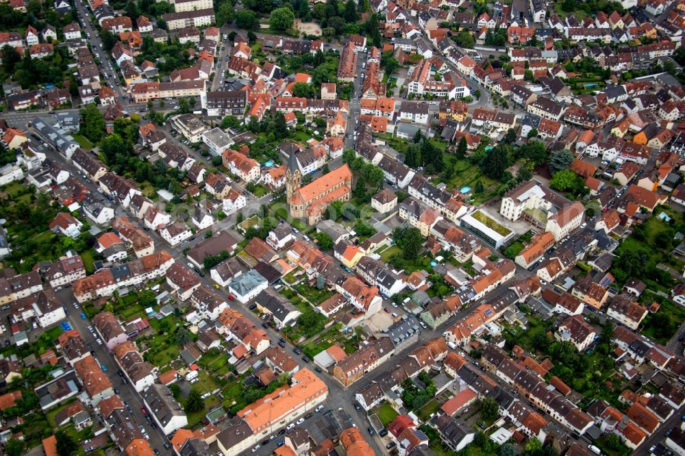 Heidelberg from the bird's eye view: Church building Katholischen Kirche St. Peter in the district Kirchheim in Heidelberg in the state Baden-Wuerttemberg, Germany