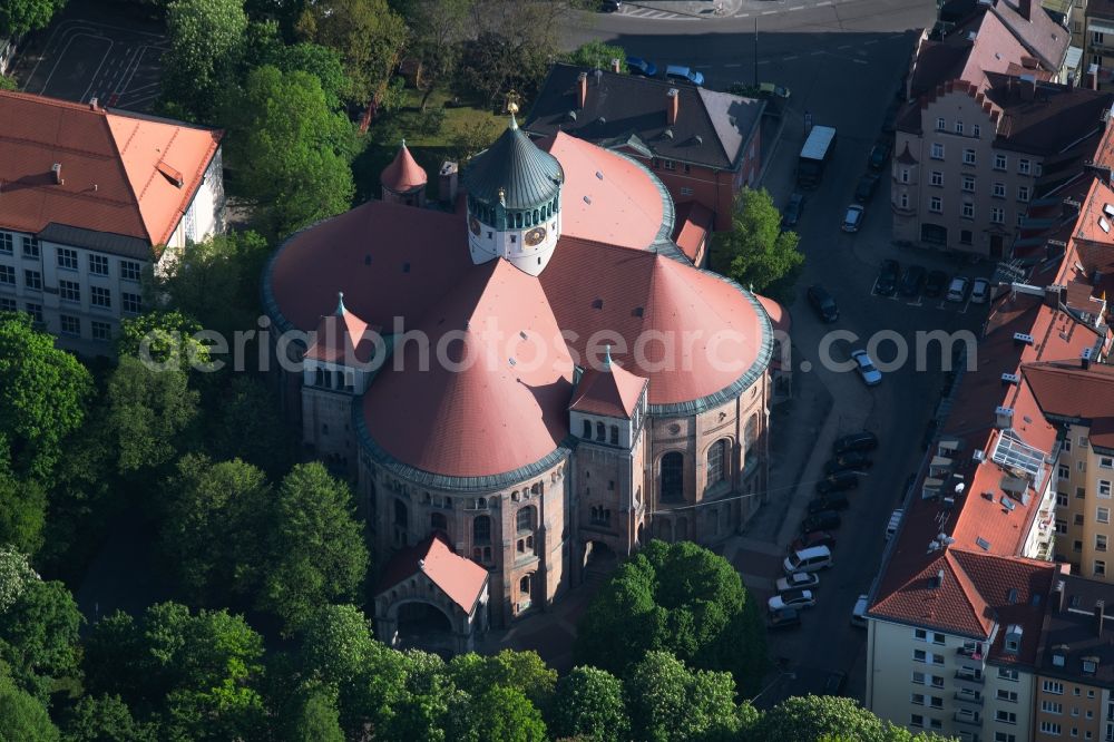 Aerial photograph München - Church building of Katholischen Kirche St.Rupert in Munich in the state Bavaria, Germany