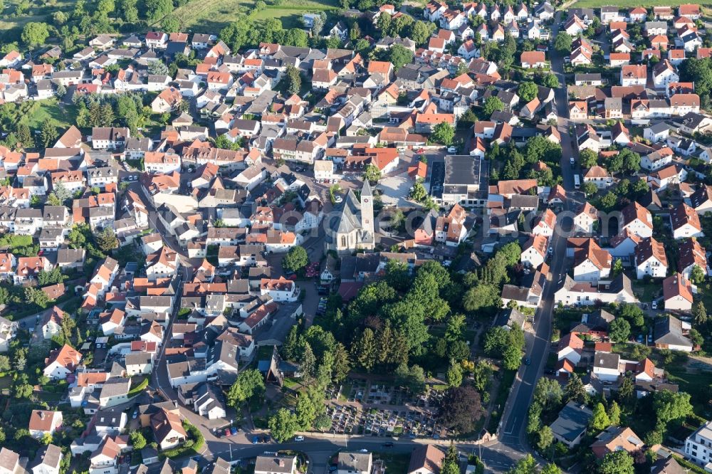 Aerial image Zornheim - Church building of catholic church in the village of in Zornheim in the state Rhineland-Palatinate, Germany