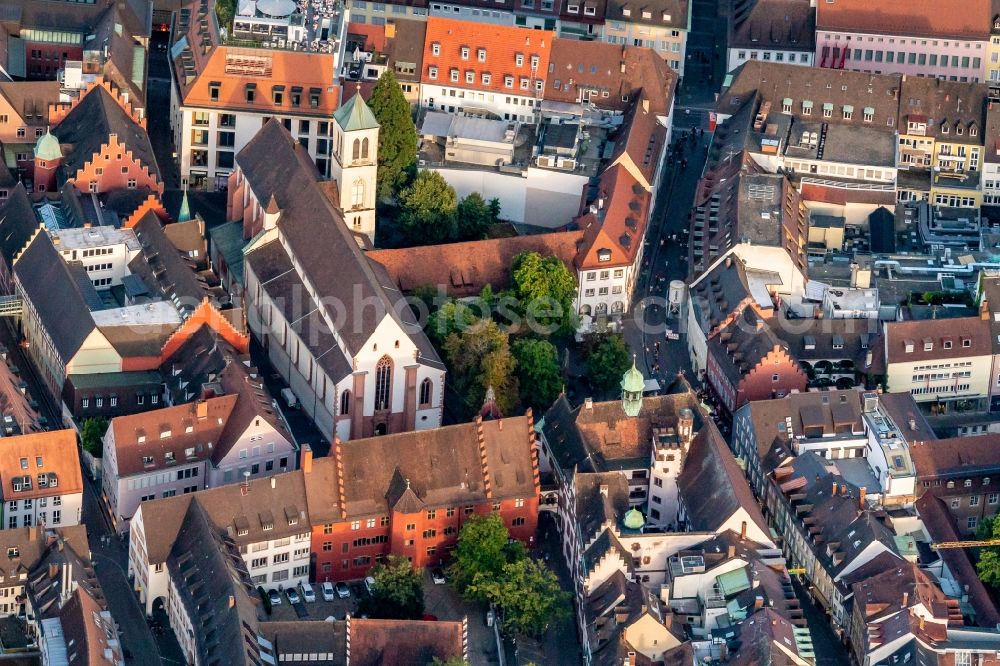 Freiburg im Breisgau from the bird's eye view: Church building katholischen Kirchengemeinde Freiburg Mitte in Freiburg im Breisgau in the state Baden-Wurttemberg, Germany