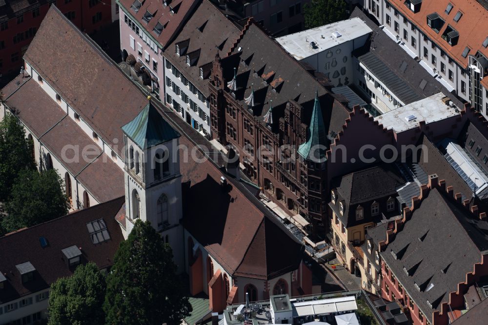 Aerial photograph Freiburg im Breisgau - Church building katholischen Kirchengemeinde Freiburg Mitte in Freiburg im Breisgau in the state Baden-Wurttemberg, Germany