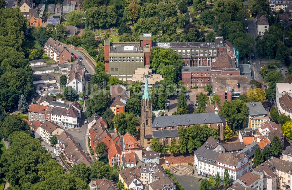 Aerial photograph Essen - Church building Katholischen Pfarrgemeinde St. Dionysius in Essen in the state North Rhine-Westphalia, Germany