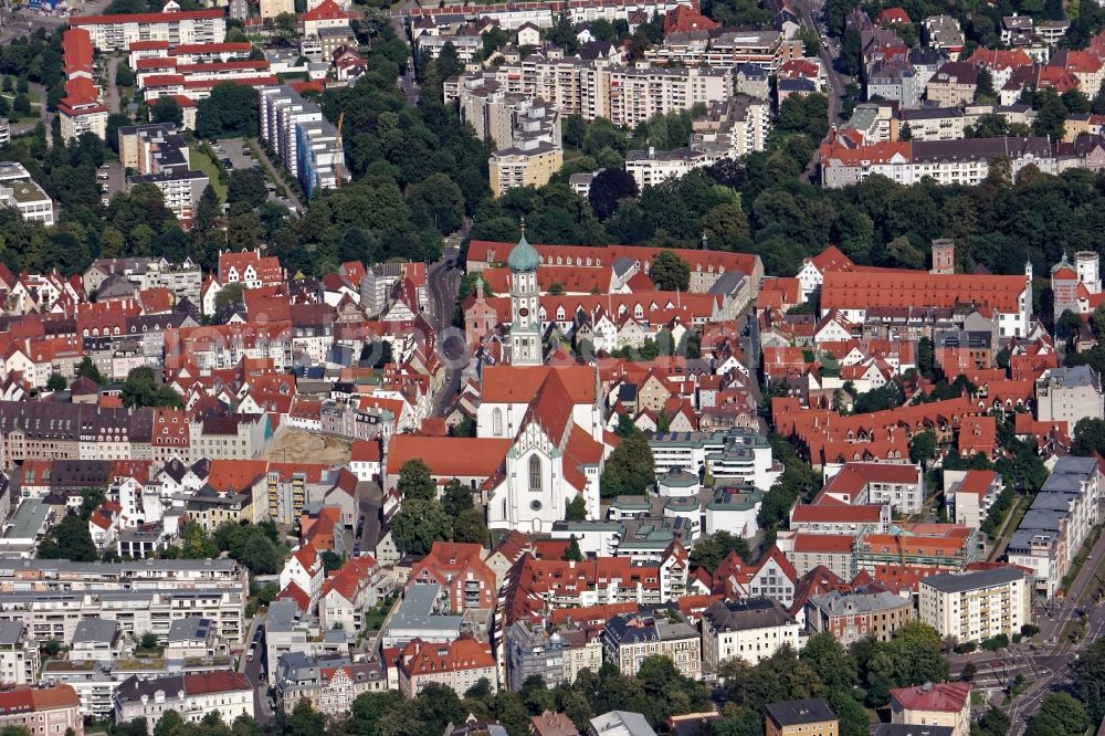 Aerial photograph Augsburg - Church building St. Ulrich in the district Innenstadt in Augsburg in the state Bavaria