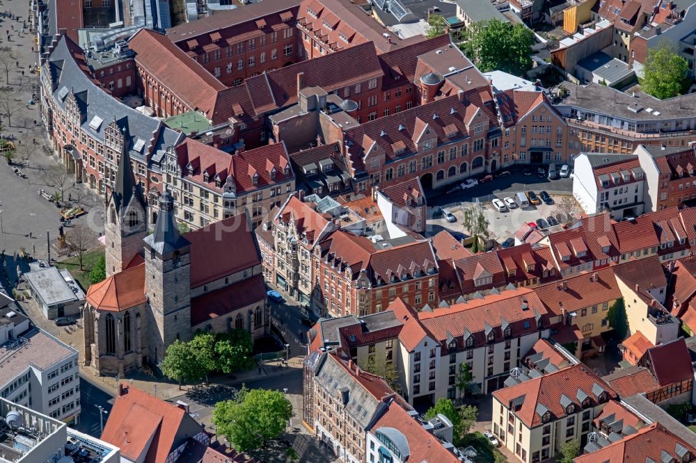 Aerial photograph Erfurt - church building in Kaufmannskirche Old Town- center of downtown in the district Altstadt in Erfurt in the state Thuringia, Germany