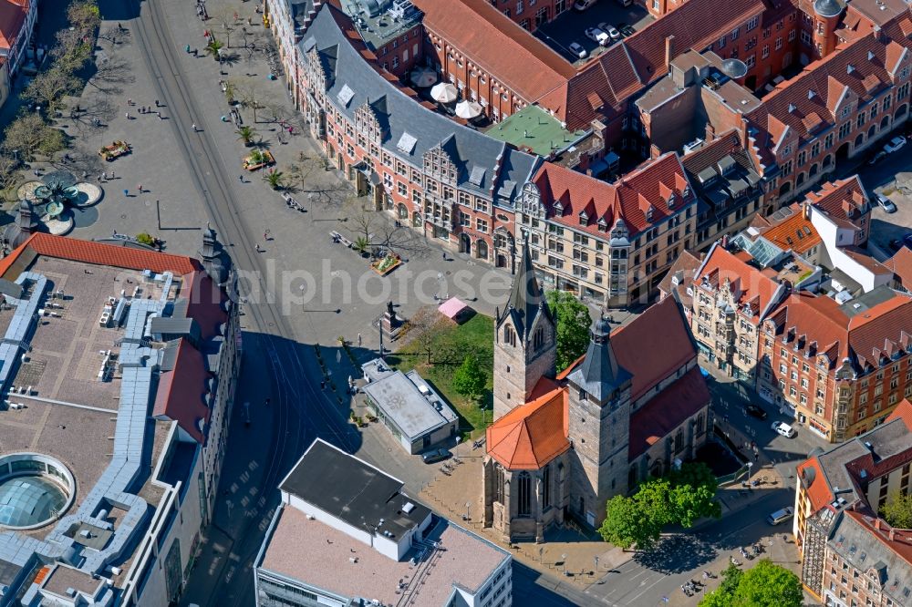 Aerial photograph Erfurt - Church building in Kaufmannskirche Old Town- center of downtown in the district Altstadt in Erfurt in the state Thuringia, Germany