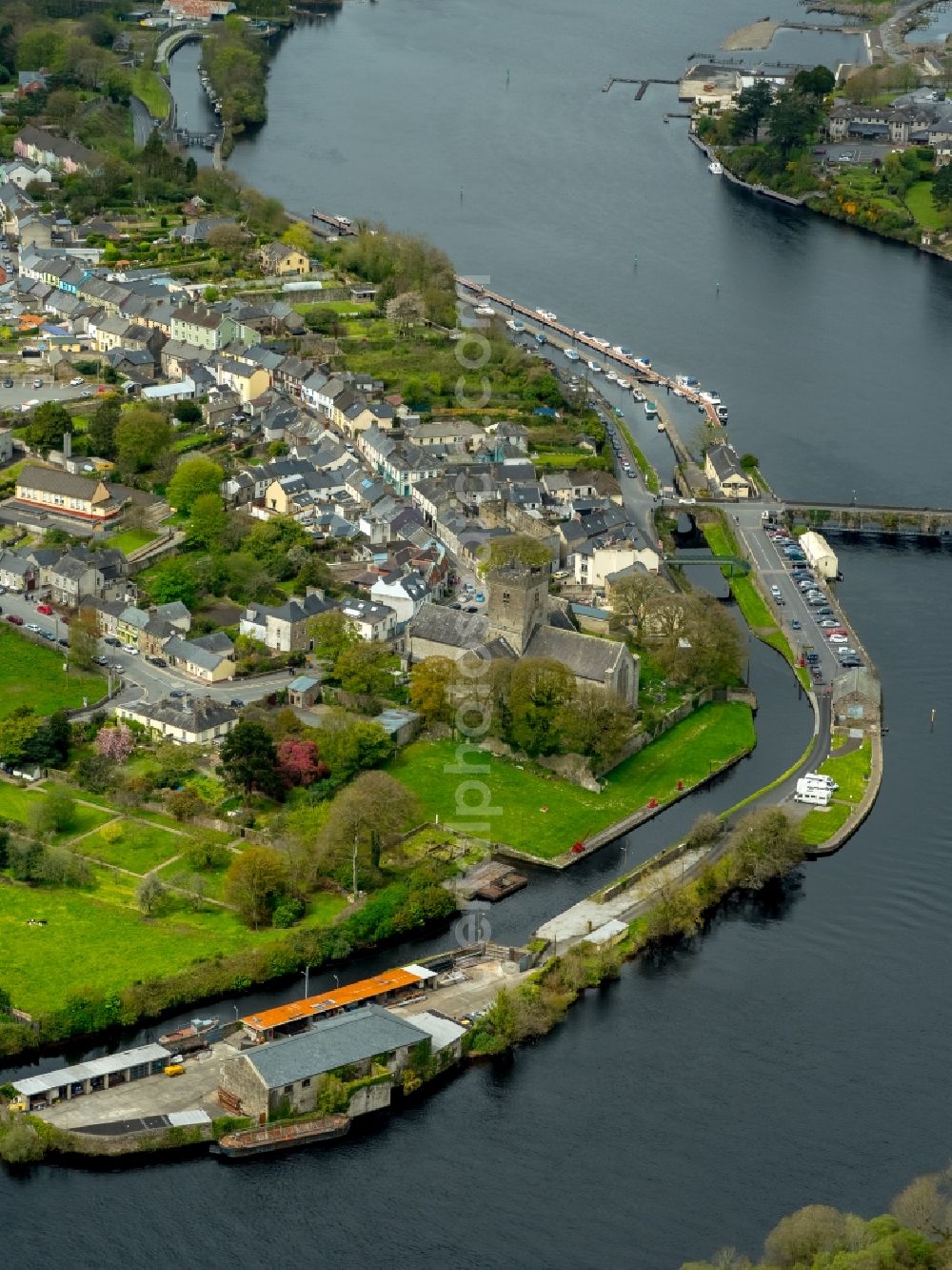 Aerial image Killaloe - Church building in Killaloe in Clare, Ireland