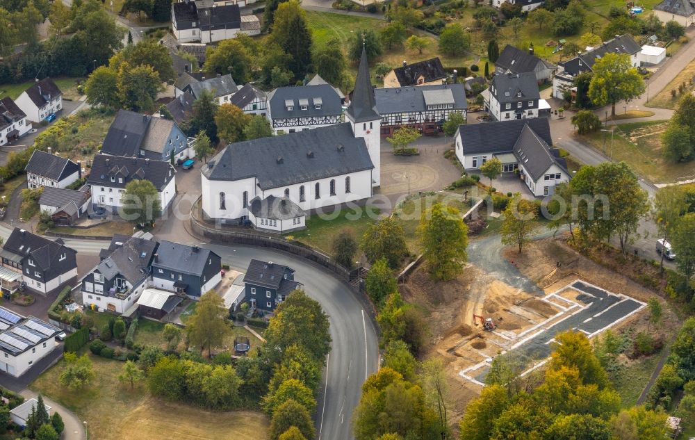 Irmgarteichen from the bird's eye view: Church building of the church Irmgarteichen in the state North Rhine-Westphalia, Germany