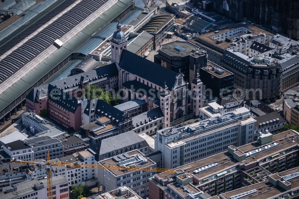 Köln from above - Church building Kirche Mariae Himmelfahrt on the Marzellenstrasse in the district Altstadt in Cologne in the state North Rhine-Westphalia, Germany