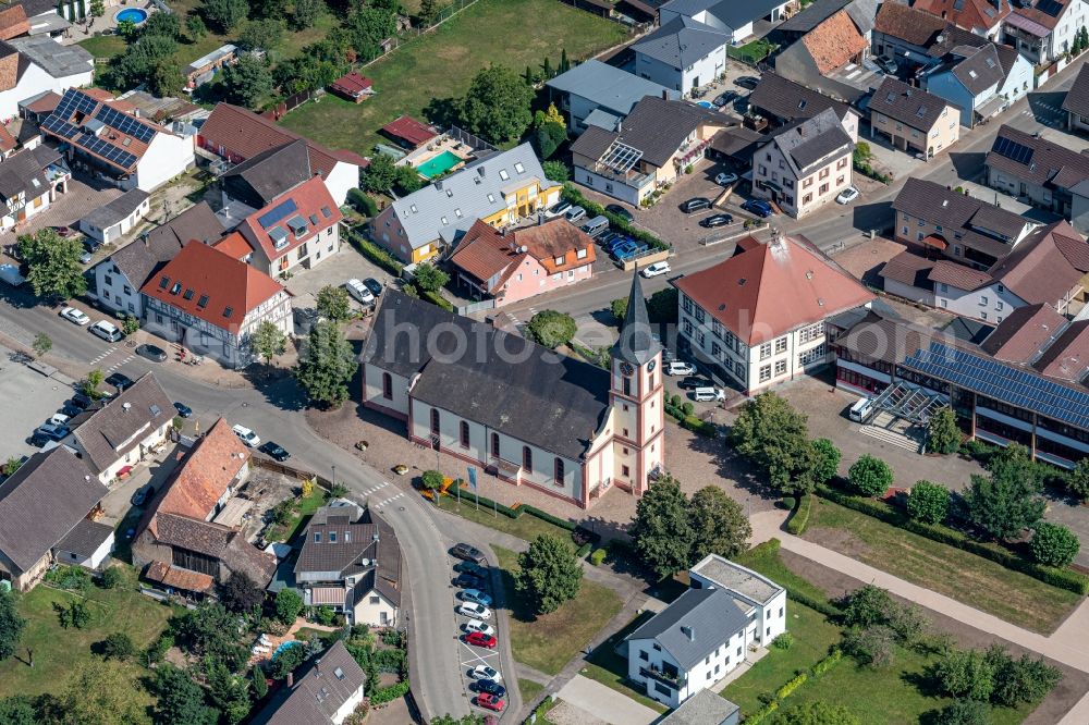 Aerial photograph Rust - Church building in the village of in Rust in the state Baden-Wuerttemberg, Germany