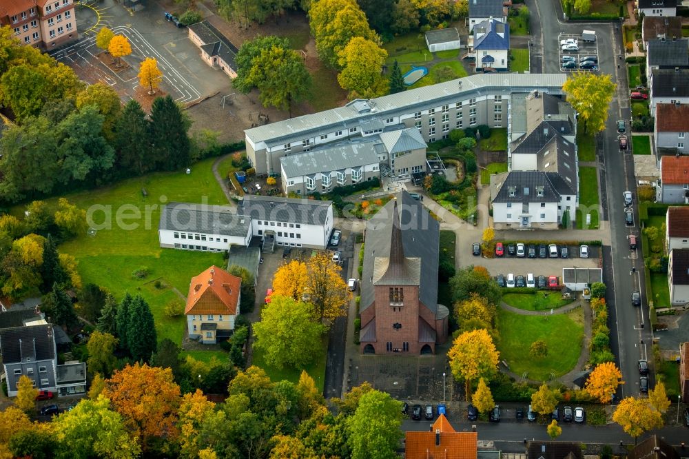 Aerial photograph Hamm - Church building and elderly care center of Saint Josef in the Herringen part in Hamm in the state of North Rhine-Westphalia