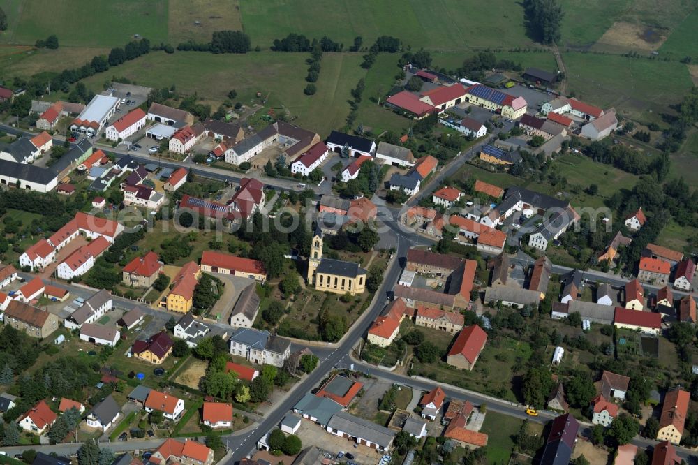 Aerial photograph Wildenhain - Church building Kirche of the center of Wildenhain in the state Saxony