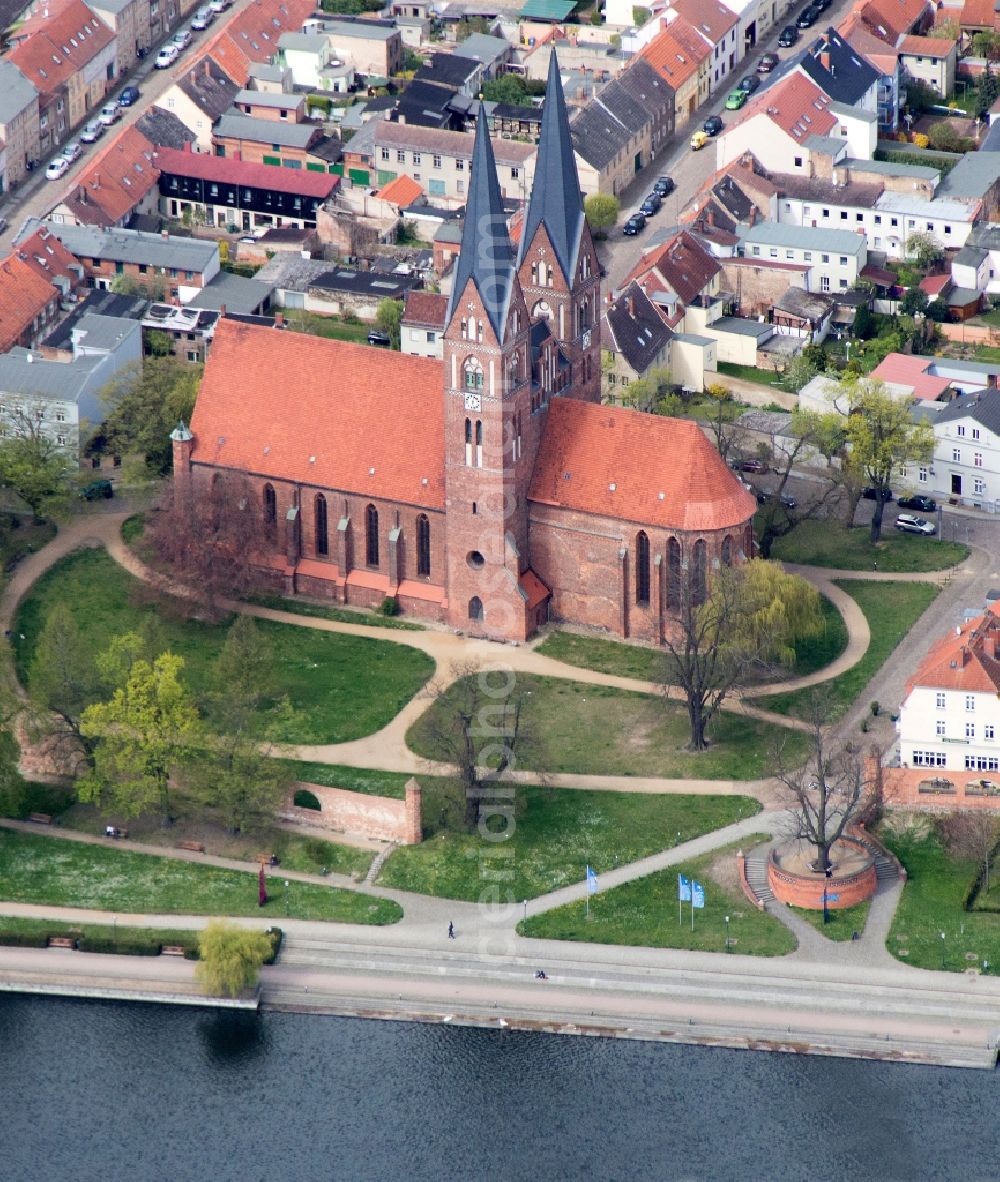 Neuruppin from above - Church building of the monastery church of Neuruppin in Brandenburg