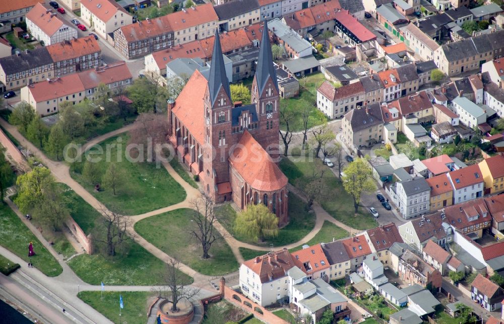 Neuruppin from the bird's eye view: Church building of the monastery church of Neuruppin in Brandenburg