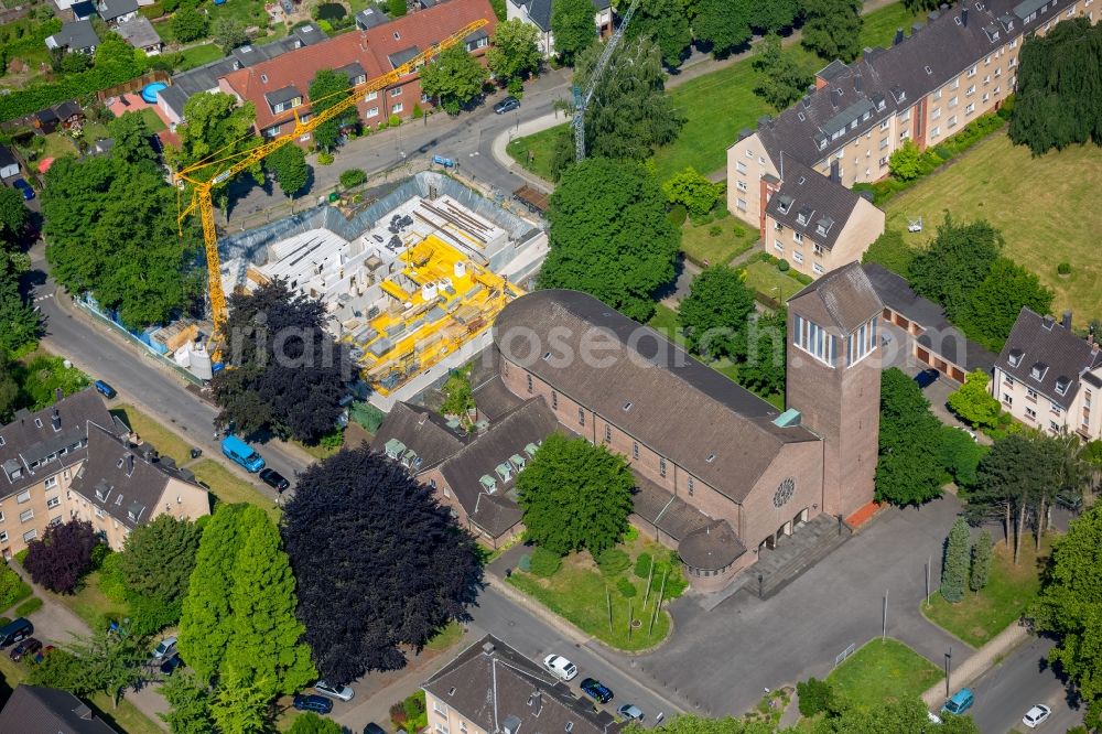 Bochum from the bird's eye view: Church building Kolumbarium St.Pius in Bochum in the state North Rhine-Westphalia, Germany