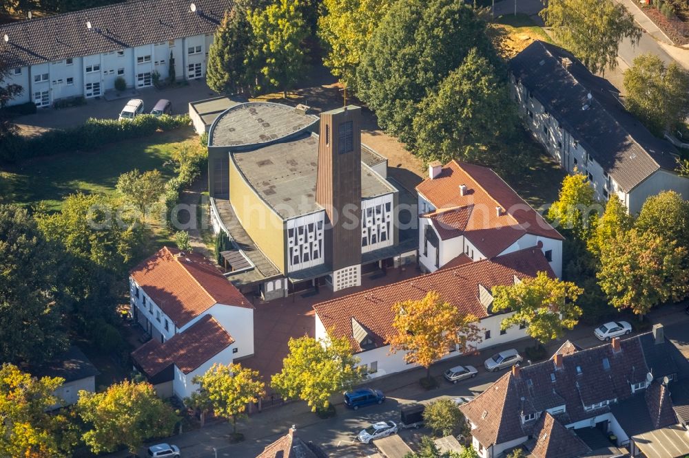 Unna from the bird's eye view: Church building of the Coptic Orthodox Patriarchate Church of St. Mary and St. Philopher Mercurius in Unna, North Rhine-Westphalia, Germany