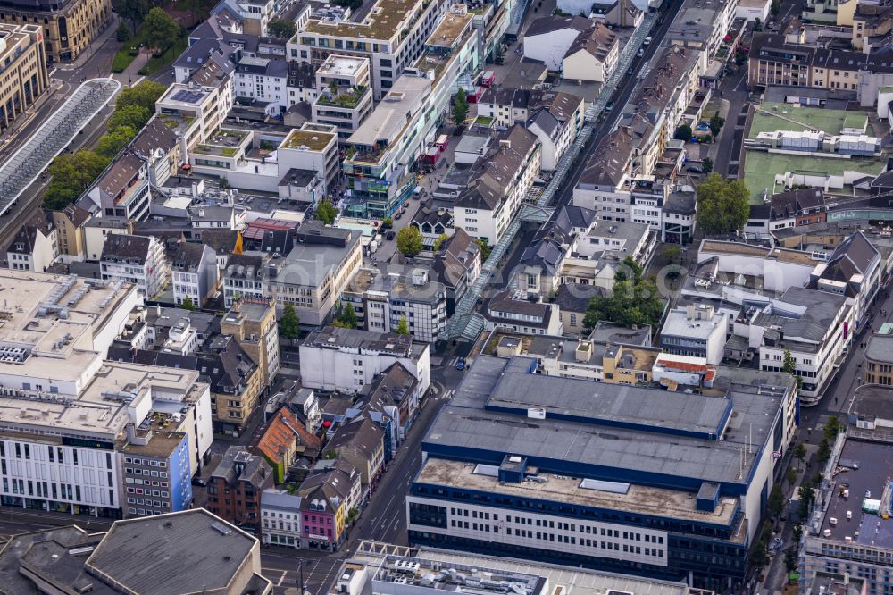 Aerial image Krefeld - Church building of the St. Josef Church in the old town center of the city center on Suedstrasse in Krefeld in the Ruhr area in the federal state of North Rhine-Westphalia, Germany