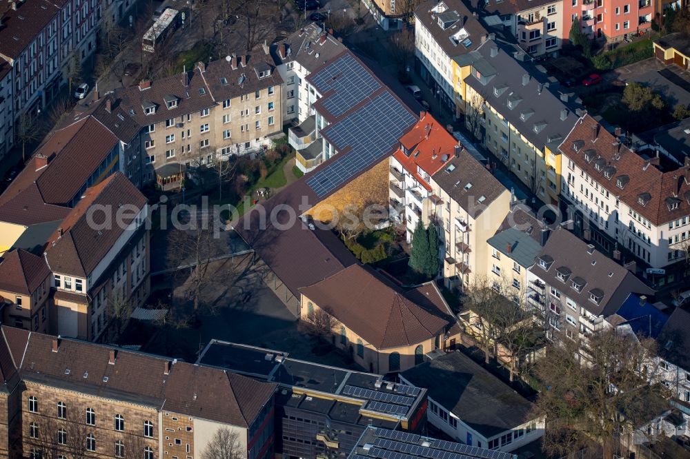 Aerial image Witten - Church building of district church office Hattingen Witten in Witten in North Rhine-Westphalia