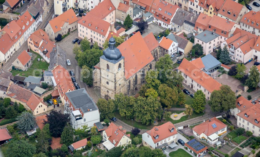 Querfurt from above - Church building St. Lamperti in Querfurt in the state Saxony-Anhalt, Germany