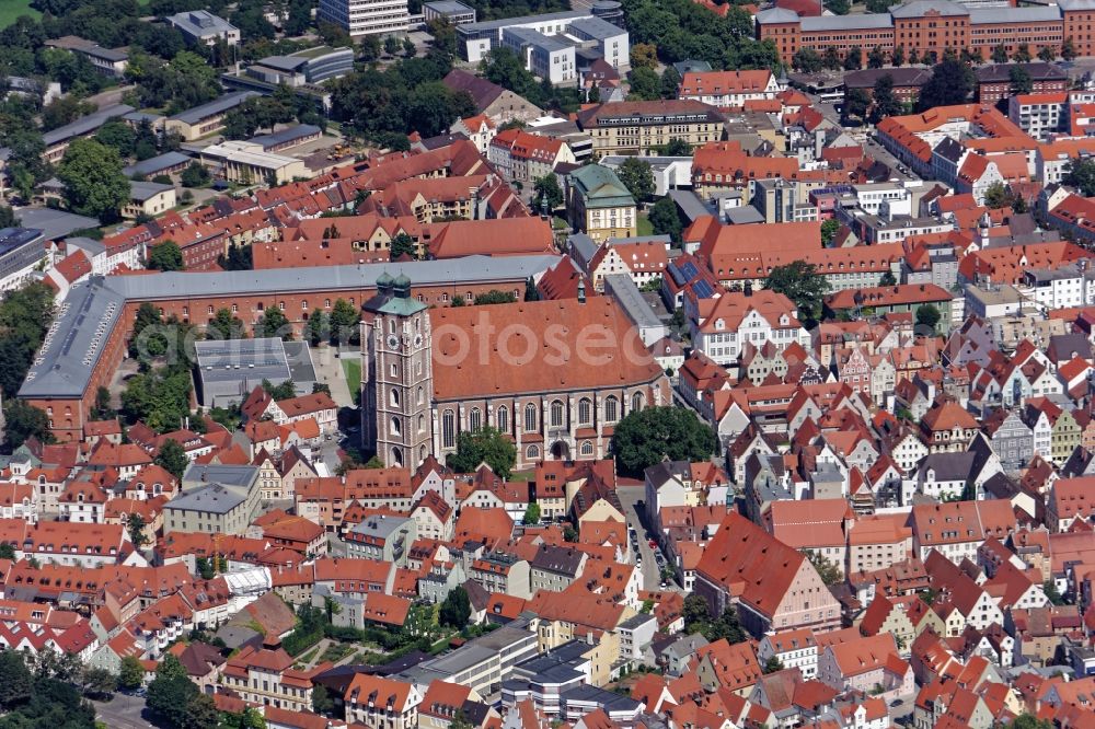 Aerial photograph Ingolstadt - Church building Liebfrauenmuenster in Ingolstadt in the state Bavaria