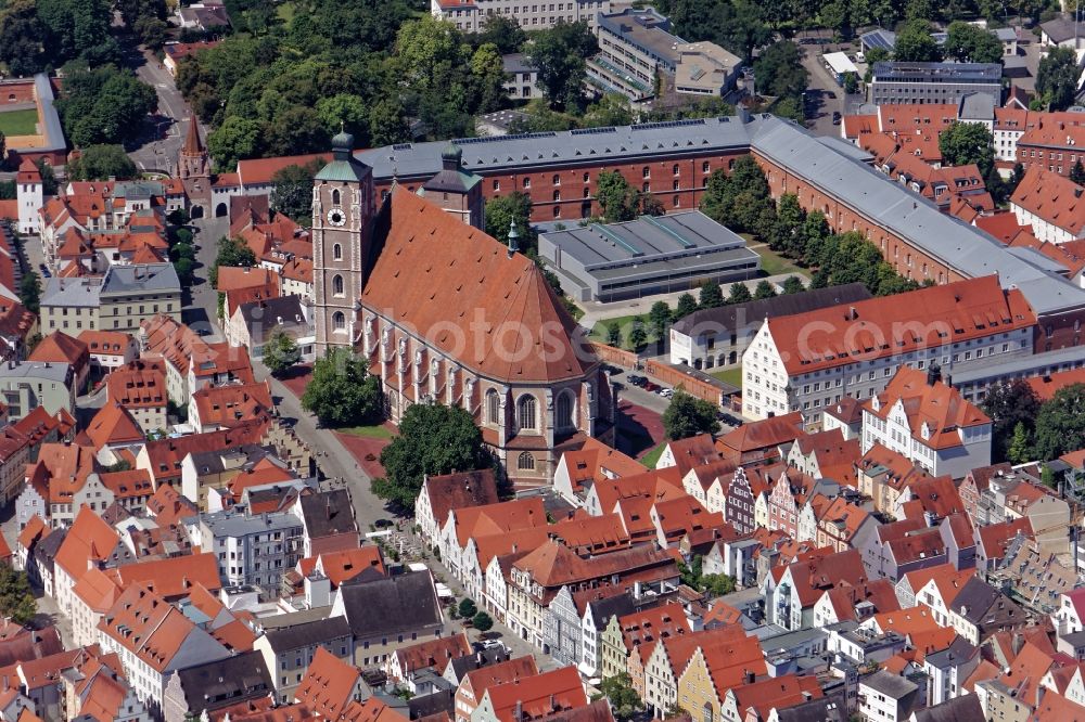 Aerial image Ingolstadt - Church building Liebfrauenmuenster in Ingolstadt in the state Bavaria