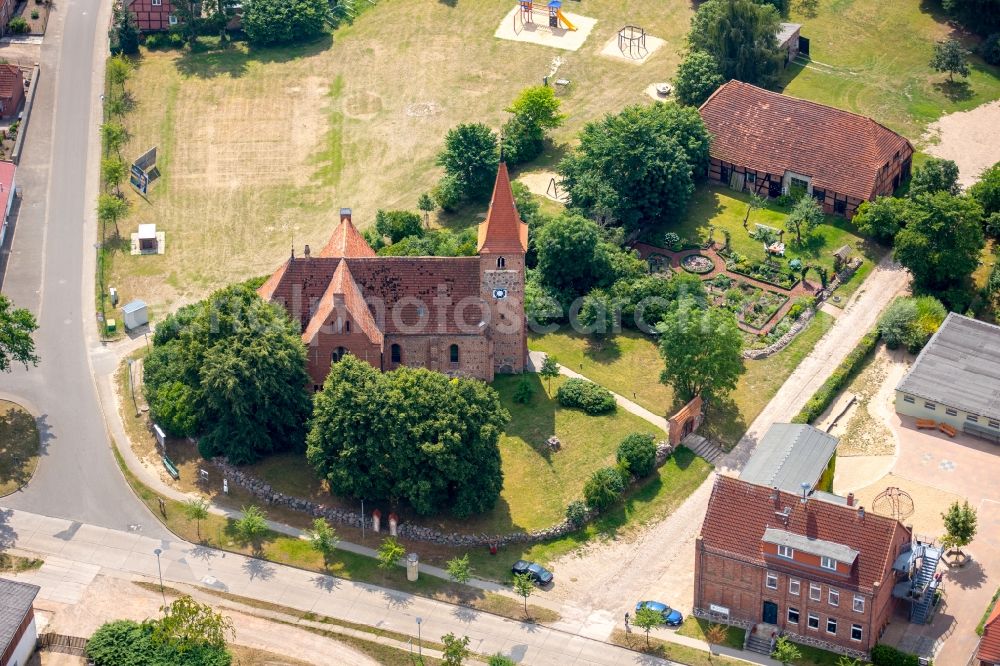 Gielow from the bird's eye view: Church building of Lutheran. Parish Gielow Gielow in the state of Mecklenburg - Western Pomerania