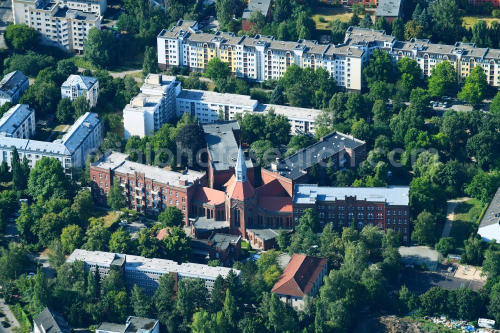 Berlin from above - Church building Malteserstrasse in the district Marienfelde in Berlin, Germany