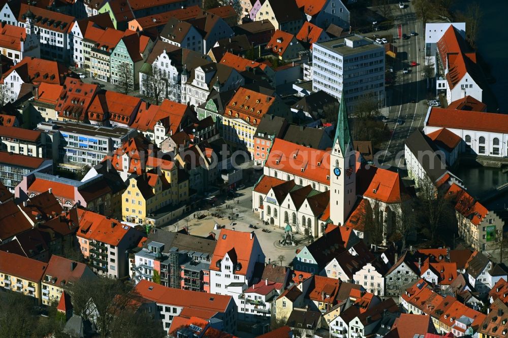 Aerial photograph Kempten (Allgäu) - Church building in St.-Mang-Kirche Old Town- center of downtown in Kempten (Allgaeu) in the state Bavaria, Germany