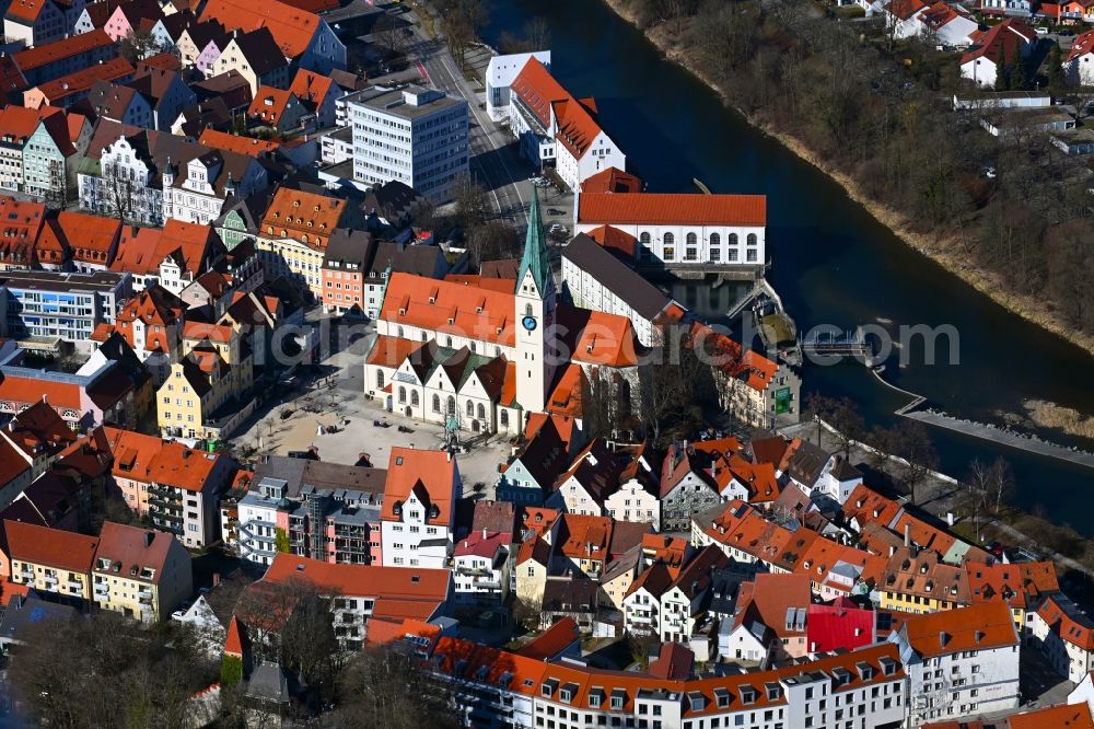 Kempten (Allgäu) from above - Church building in St.-Mang-Kirche Old Town- center of downtown in Kempten (Allgaeu) in the state Bavaria, Germany