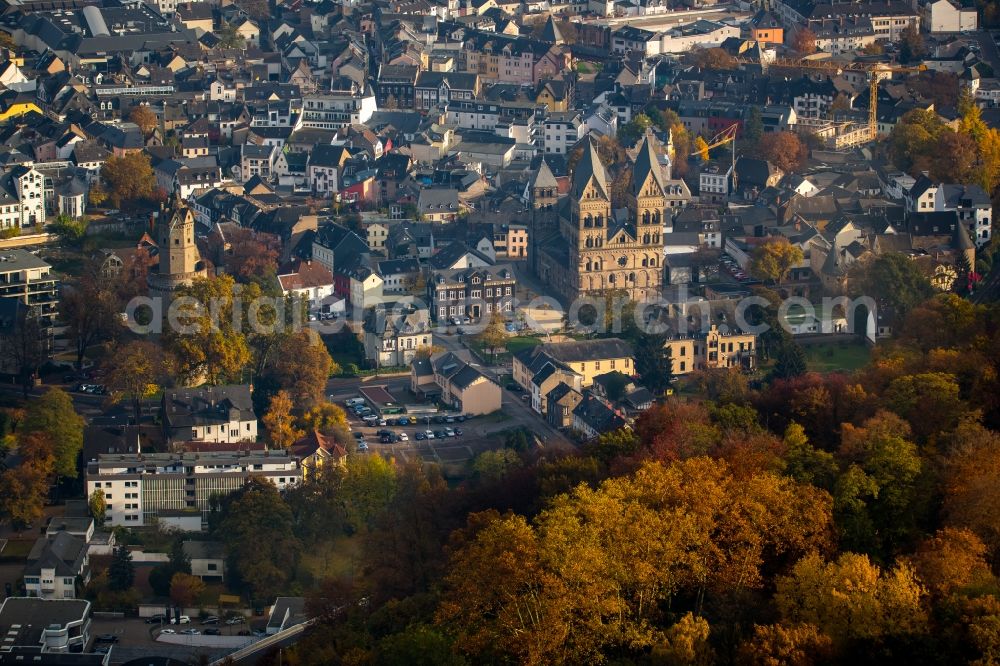 Andernach from the bird's eye view: Church building of the cathedral of Maria Himmelfahrt Liebfrauenkirche – Mariendom in Andernach in the state Rhineland-Palatinate