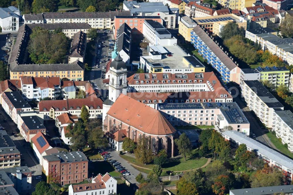 Fürstenwalde/Spree from above - Church building St. Marien-Domkantorei on Domplatz in Fuerstenwalde/Spree in the state Brandenburg, Germany