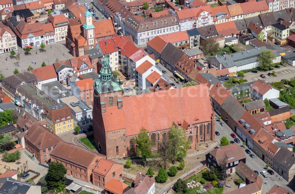 Aerial image Wittstock/Dosse - Church building St. Marien in Wittstock/Dosse in the state Brandenburg, Germany