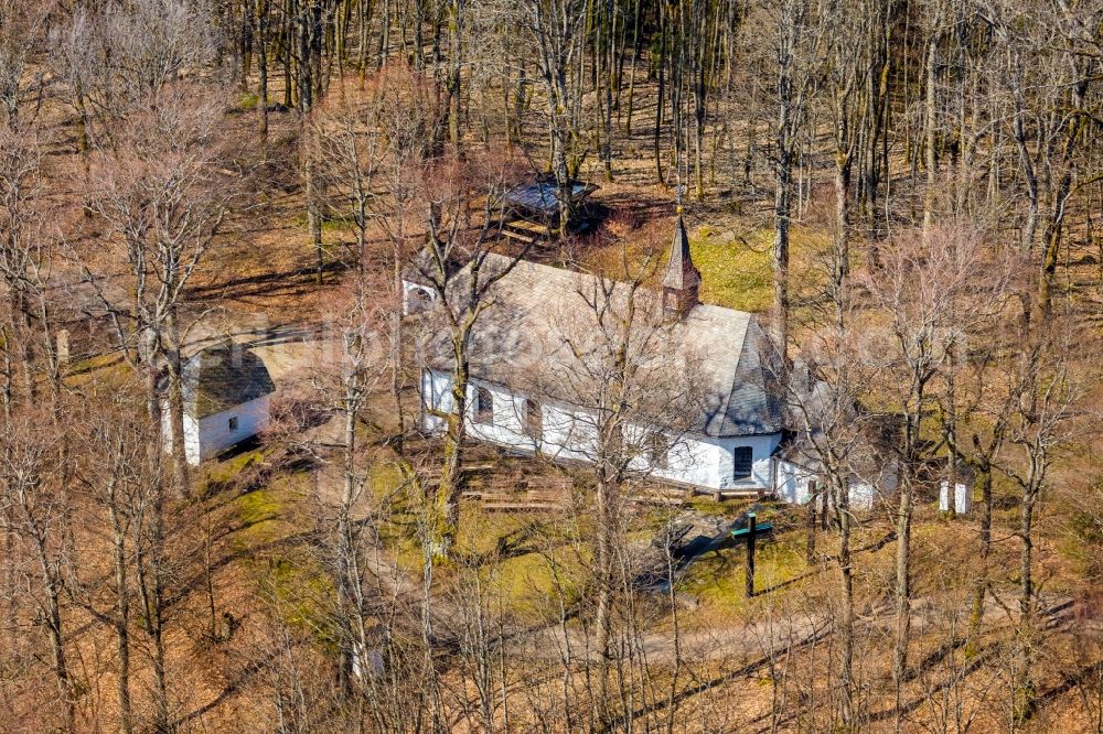 Aerial image Schmallenberg - Churches building the chapel Marienkapelle on Wilzenberg on Bergkreuz Wilzenberg in the district Grafschaft in Schmallenberg in the state North Rhine-Westphalia, Germany