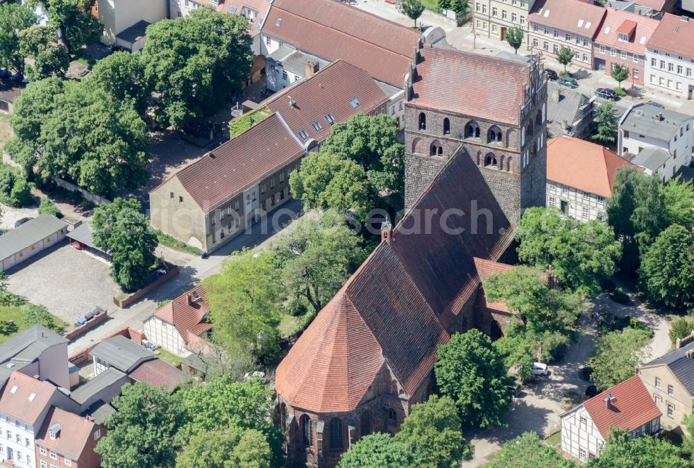 Aerial photograph Angermünde - Church building St Marien in Angermuende in the state Brandenburg, Germany