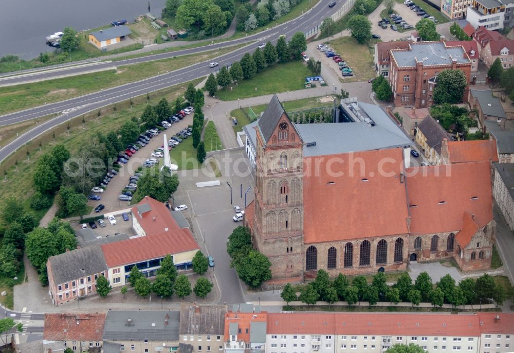 Aerial photograph Anklam - Church building Marienkirche in Anklam in the state Mecklenburg - Western Pomerania, Germany