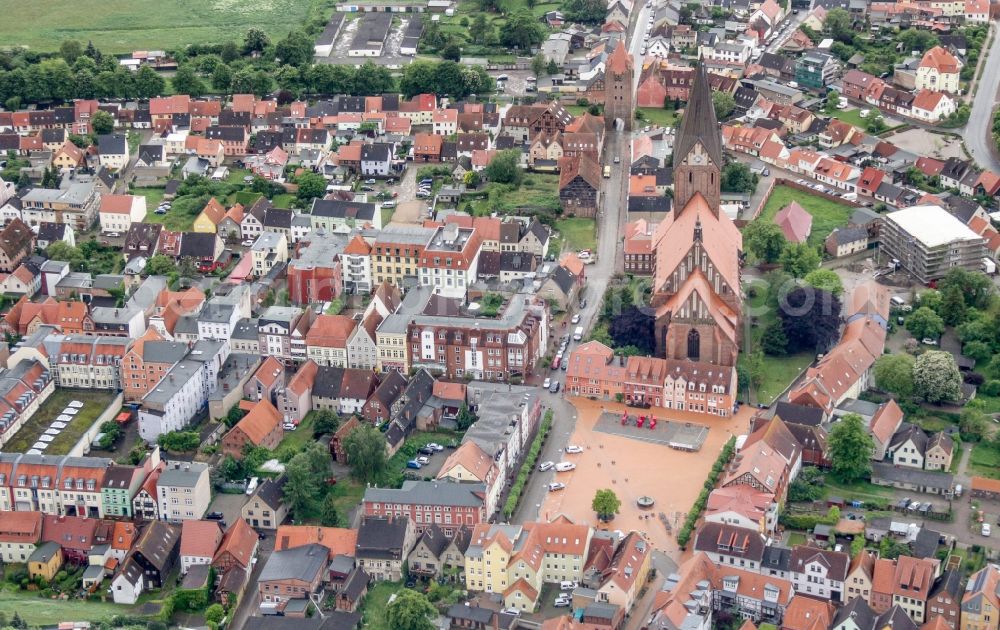 Aerial image Barth - Church building Marienkirche in Barth in the state Mecklenburg - Western Pomerania, Germany