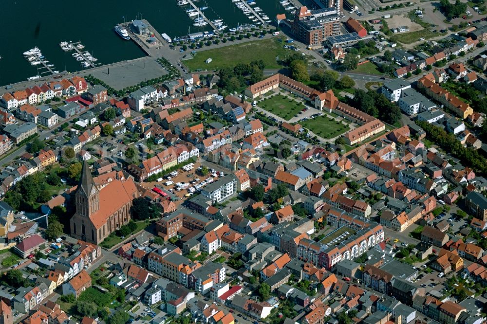 Barth from the bird's eye view: Church building Marienkirche in Barth in the state Mecklenburg - Western Pomerania, Germany